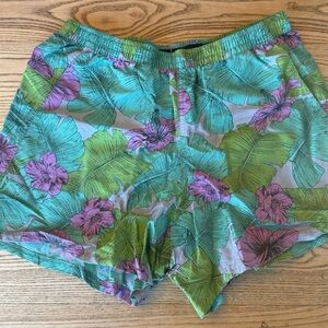 Patagonia Green and Purple Floral Women's Athletic Shorts